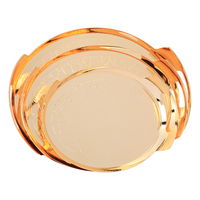 Serving trays set, oval steel, golden Islamic pattern, 3 pieces product image