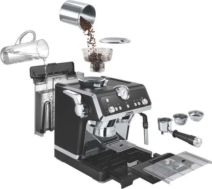De'Longhi coffee machine, 2 liters, black steel, 1450 watts image 2