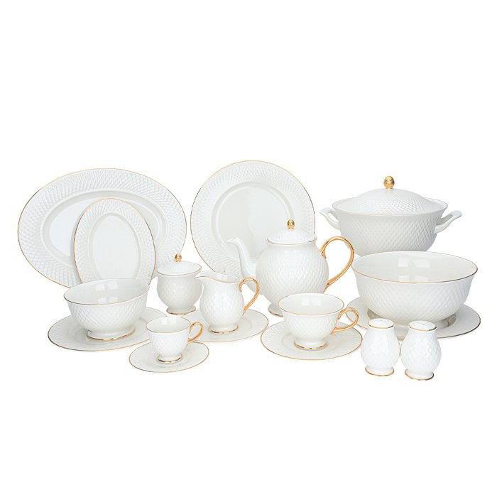 Porcelain dinner set, with a golden line, 66 pieces image 2