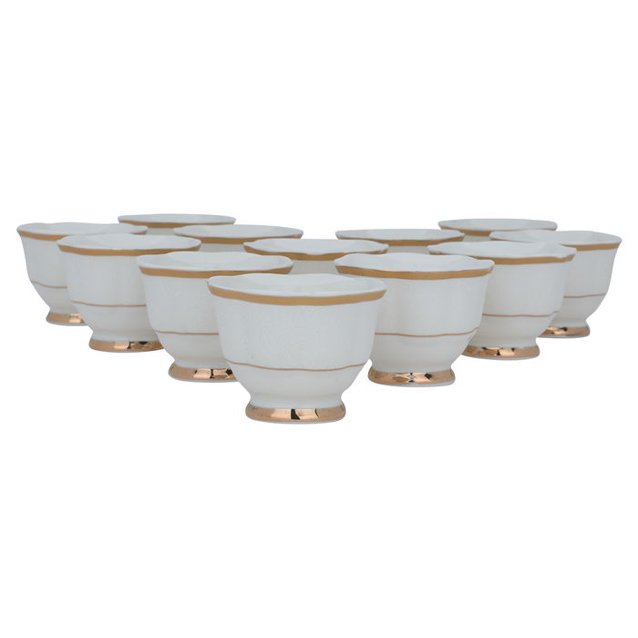 White Embossed Porcelain Coffee Cups Set 12 Pieces image 3