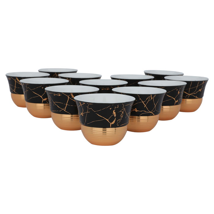 Arabic coffee cups, black marble with golden base, 12 pieces image 2