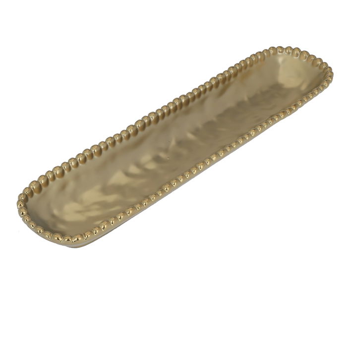 Serving dish, golden oval shape image 1