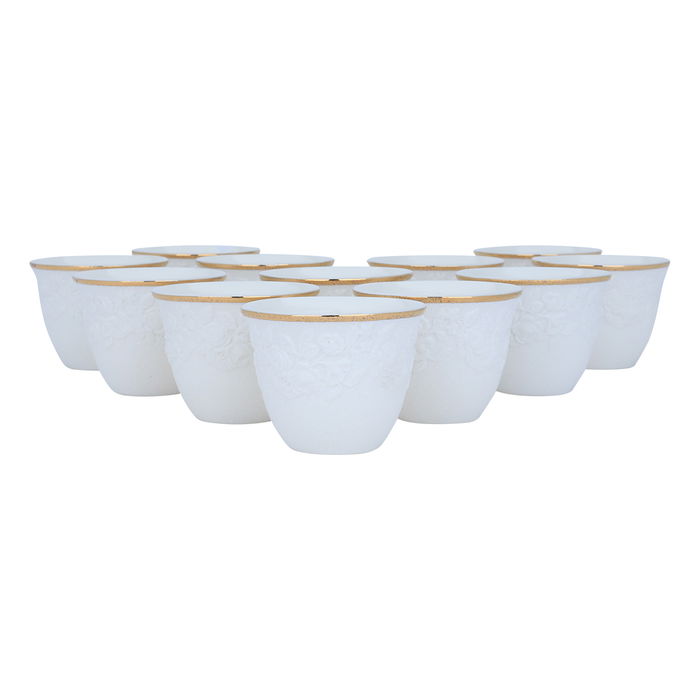 A set of white coffee cups, roses, with a golden line, 12 pieces image 2