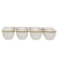 Arabic Coffee Cups Set with Gold Calligraphy 12 Pieces White product image