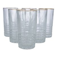 Max set of water glasses, glass with a luxurious golden line, 6 pieces product image