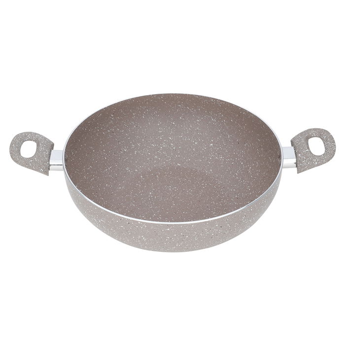 Rocky Beige Granite Deep Frying Pan with Two Hands image 2