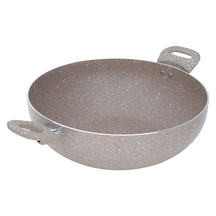 Rocky Beige Granite Deep Frying Pan with Two Hands image 3