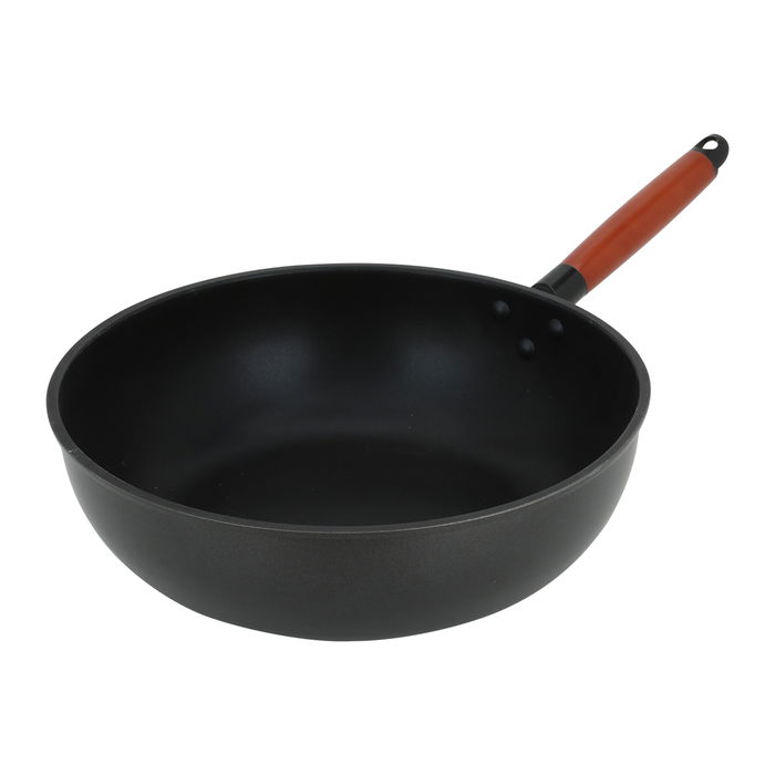 Rocky Pan, deep black with a brown handle, 30 cm image 1