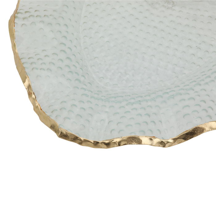 Glass dessert plate, transparent heart shape with a large golden edge image 3