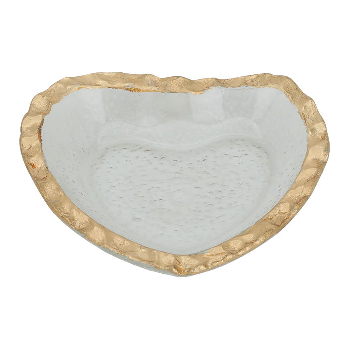 Glass dessert plate, heart shape with golden edge image 2