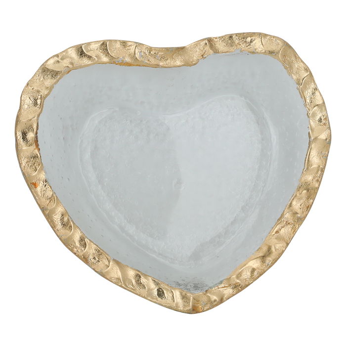 Glass dessert plate, heart shape with golden edge image 3