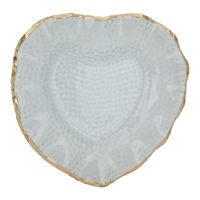 Glass dessert plate, transparent heart shape with a large golden edge product image