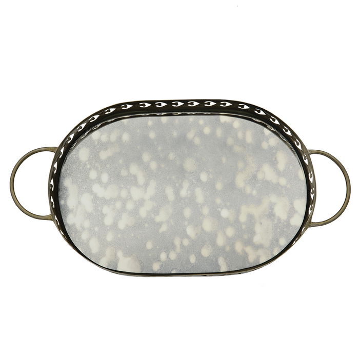 Serving Tray, Small Oval Mirrored with Copper Edges image 1