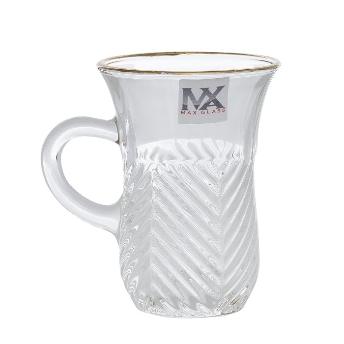 ماكس كاسات شاي بيد زجاج بخط ذهبي 6 قطع image 2