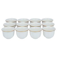 Cups set, white Arabic coffee with golden line, 12 pieces product image