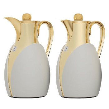 Nada thermos set, light gray and golden, 1 liter, 2 pieces, from Al Saif Gallery image 2