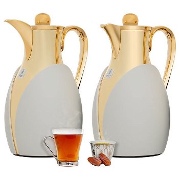 Nada thermos set, light gray and golden, 1 liter, 2 pieces, from Al Saif Gallery image 1