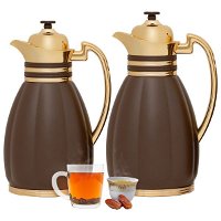 Carmen thermos set, dark brown, with a golden handle, 2 pieces, from Al Saif Gallery product image