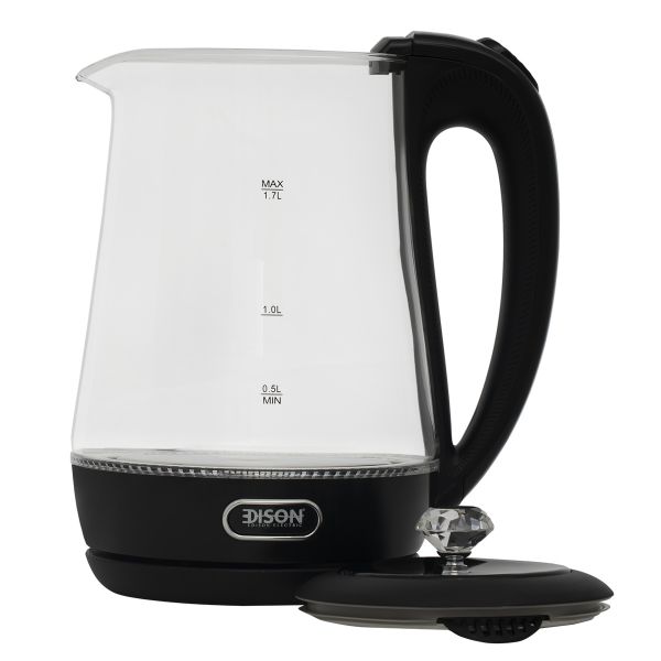 Edison electric kettle glass with black handle 1.7 liters 2200 watts image 3