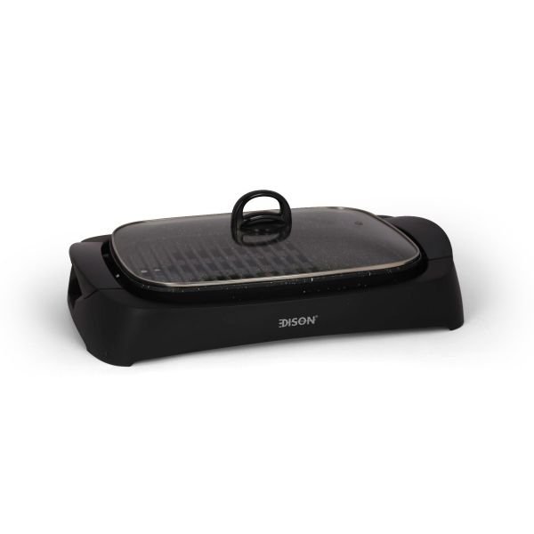 Edison Electric Grill, Black 2200 W, Granite with Glass Lid image 1