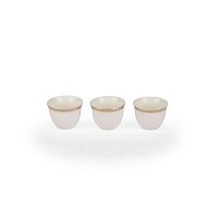 طقم فناجين قهوة عربي بورسلان أبيض بخط ذهبي رسم فراشة 12 قطعة product image