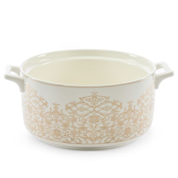 Golden decorative porcelain soup set with golden stand 18 pieces image 3
