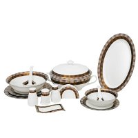 Dinner set, 86 pieces, porcelain with black pattern product image