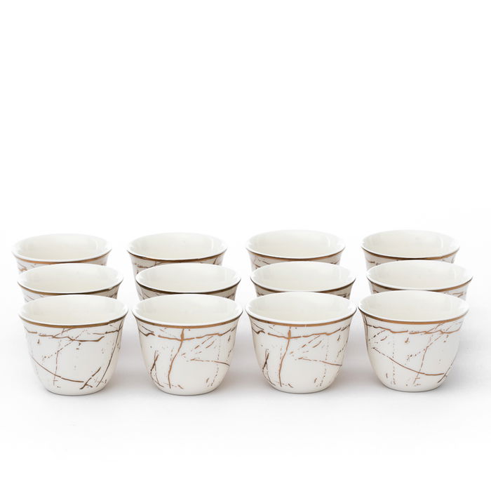 Arab porcelain golden marble coffee cups set 12 pieces image 1