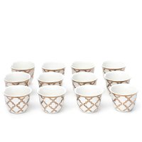 Arab Porcelain Coffee Cups Set 12 Pieces Gold Strip product image