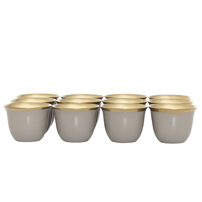 A set of light gray coffee cups with a golden rim, 12 pieces image 2