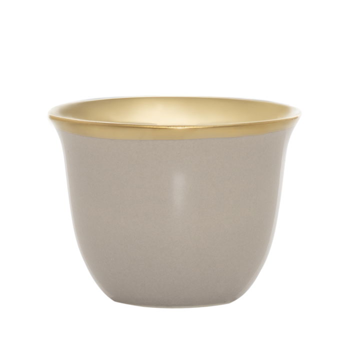 A set of light gray coffee cups with a golden rim, 12 pieces image 3