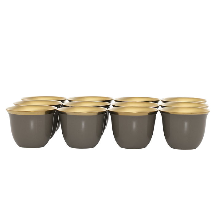 coffee cup set Dark gray with golden rim 12 pieces image 2