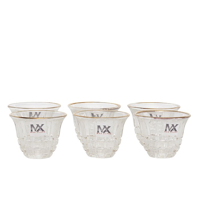 Gold line glass coffee cup set 6 pieces image 1