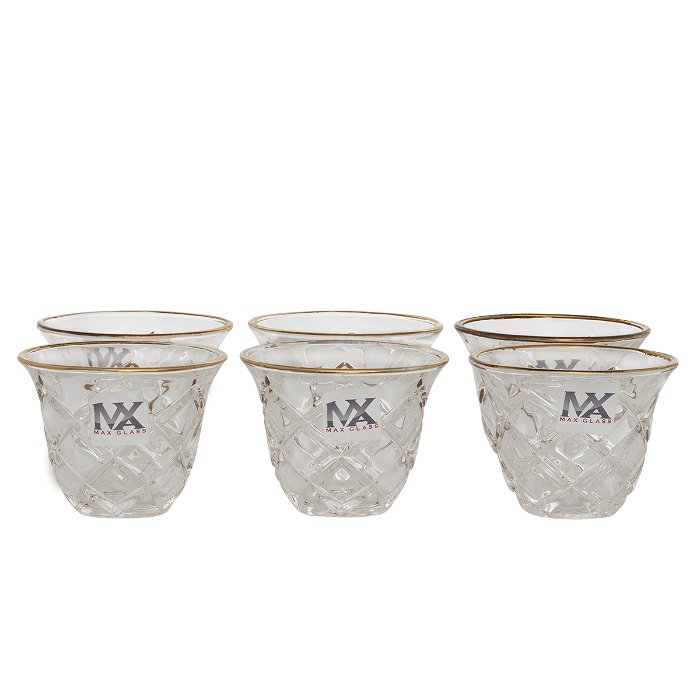 Max Gold Stripe Glass Coffee Cup Set 6 Pieces image 2