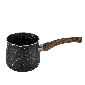 Black granite pot with wood handle 7.5cm image 1