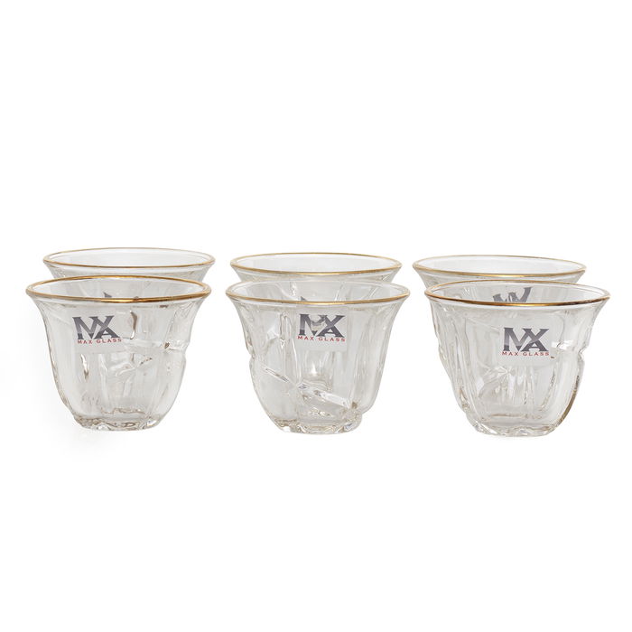 Max Gold Stripe Glass Coffee Cup Set 6 Pieces image 2