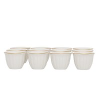 A set of white Arabic coffee cups, striped with golden lines, 12 pieces product image