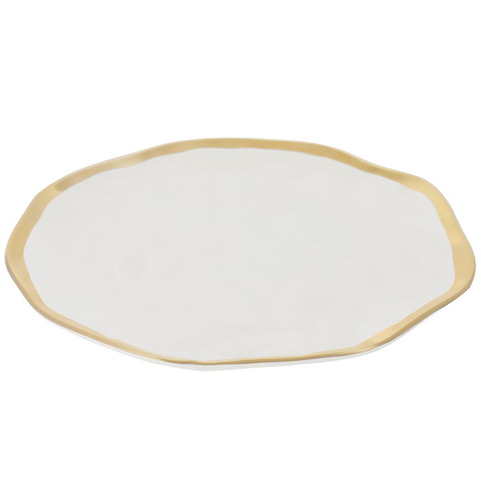 White round porcelain plate with large gold stripeSaif Gallery image 2