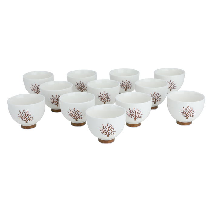 cups set white ceramic flora 12 pieces image 1