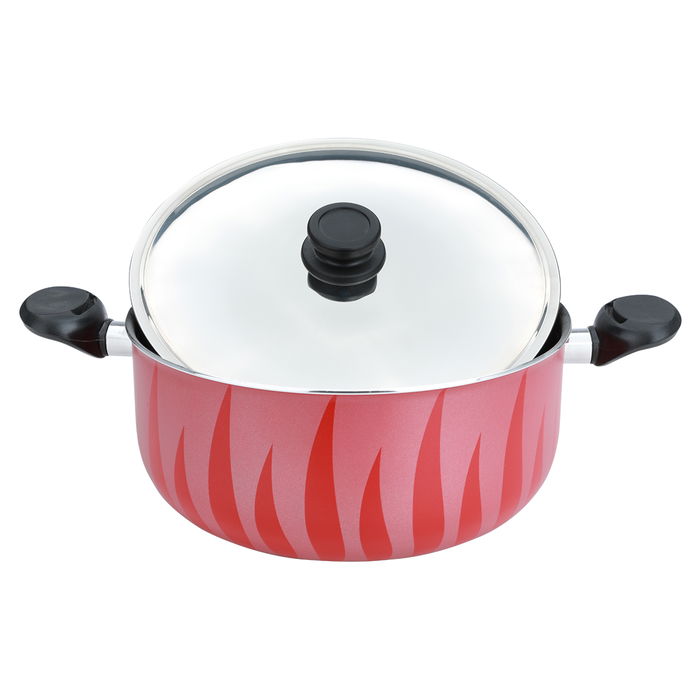 Red Flame Red Cooking Pot with Steel Lid 30 cm image 1