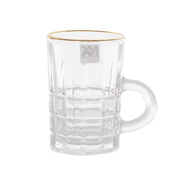 Max Pialat Set for tea with glass hand with gold line 6 pieces image 2