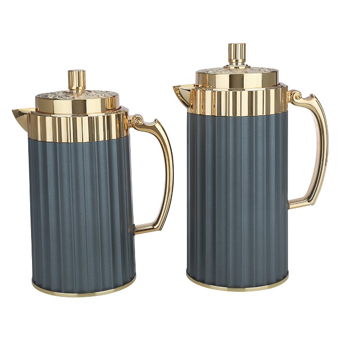 Eva dark gray thermos set with a golden handle, two pieces image 2
