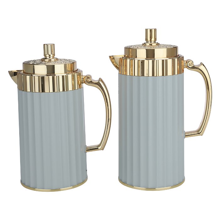 Eva Cyan Thermos Set, with a golden handle, 2 pieces image 2