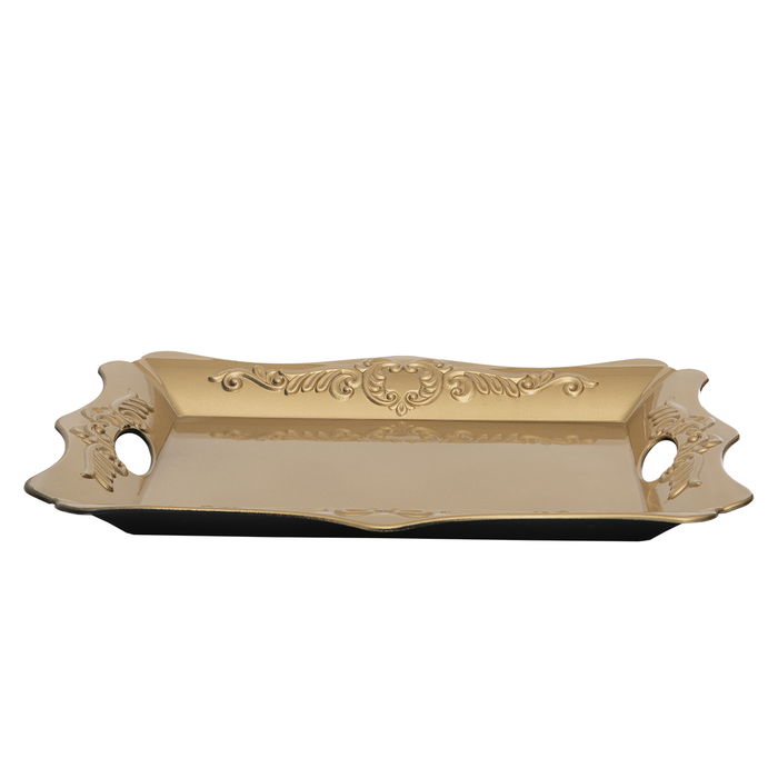 Serving tray, golden rectangular plastic with handle image 2