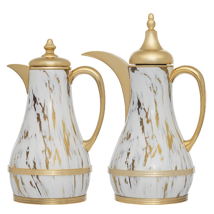 Jude thermos set, shiny marble with a golden lid, two pieces image 2
