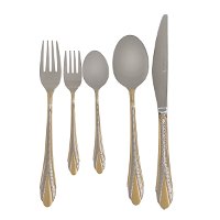 Embossed golden cutlery set, 30 pieces product image