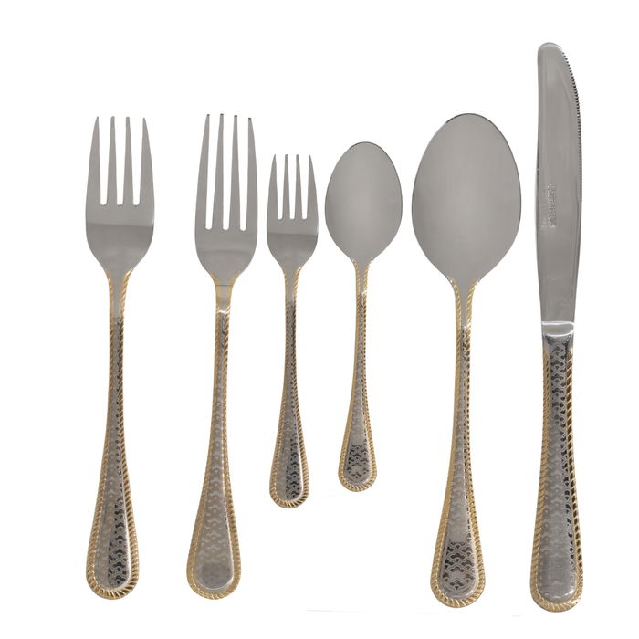 Set of silver cutlery, engraved with a golden edge, 30 pieces image 1