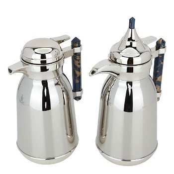 Shahd Thermos set, silver, steel, with a dark blue marble handle, two pieces image 2