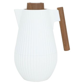 Liar thermos white matte with a wooden handle with a push button 1 liter image 1