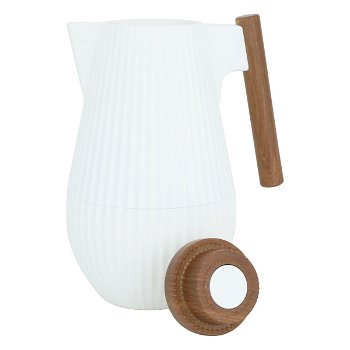Liar thermos white matte with a wooden handle with a push button 1 liter image 3